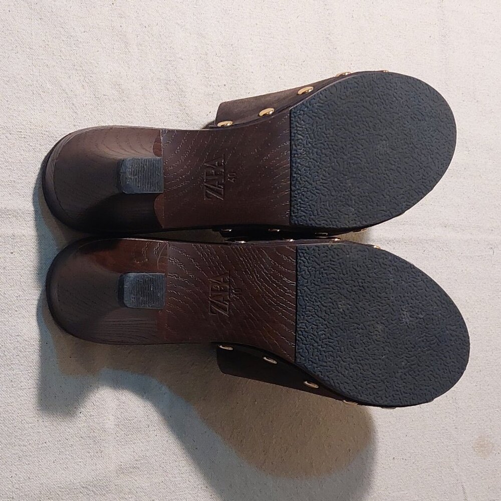 Zara Black Studded Suede Mules - Picture 7 of 7